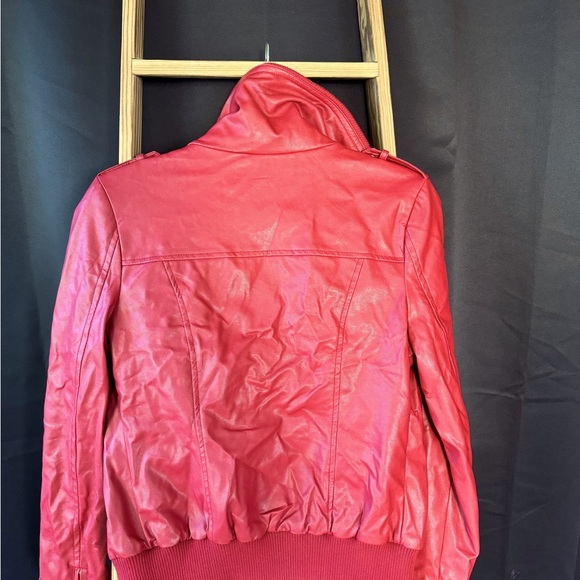 Zenana Outfitters | Red Leather Bomber Jacket | Size Small - Picture 3 of 3